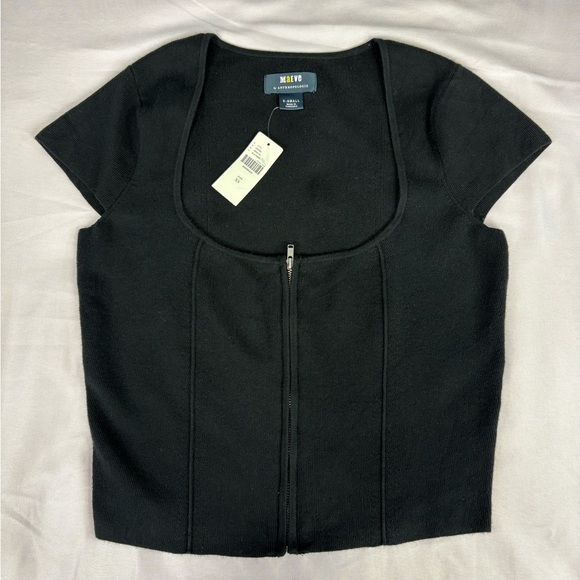 Anthropologie Black Knit Top with Zipper - Picture 9 of 9